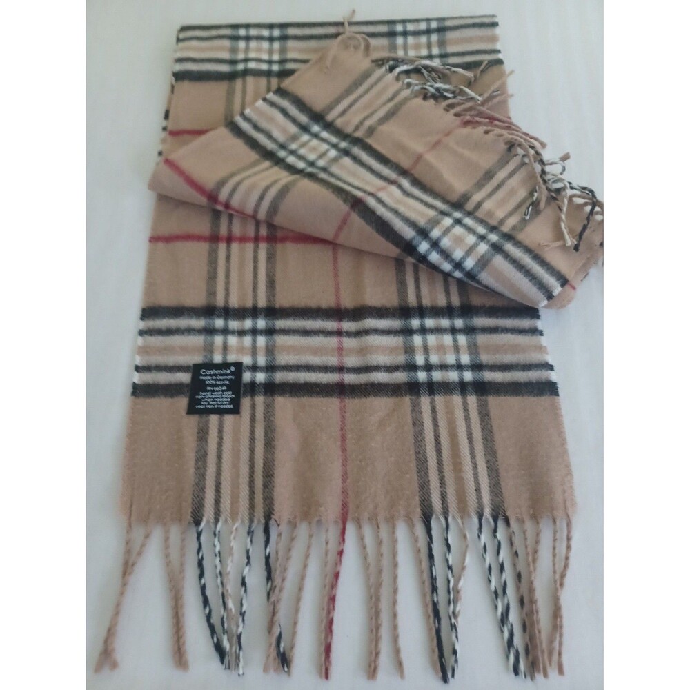 Cashmink classic plaid winter scarf acrylic fringe designer look VFraas Germany